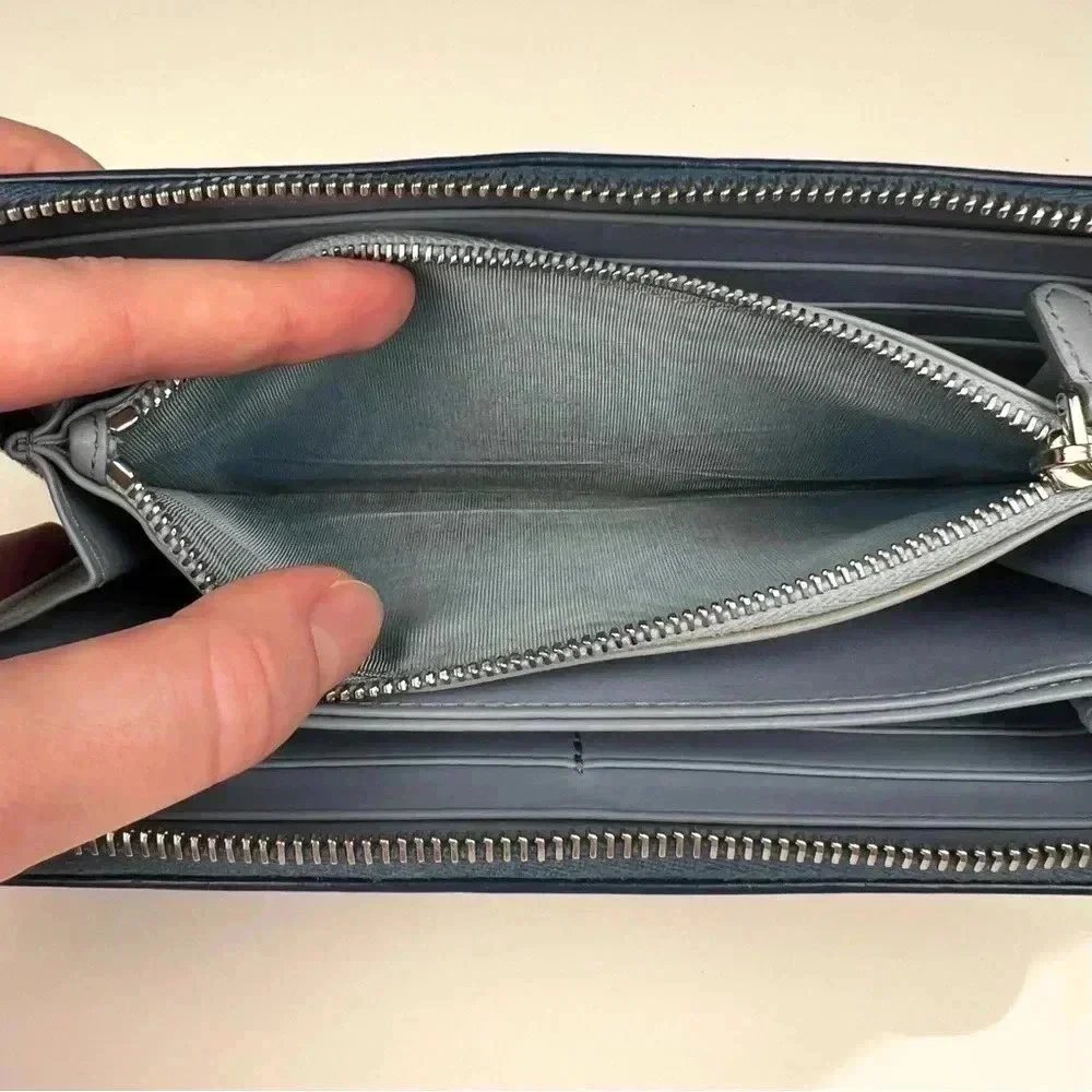 Prada Blue Glace and City Calf Leather Etiquette Continental Wallet - Picture 11 of 12